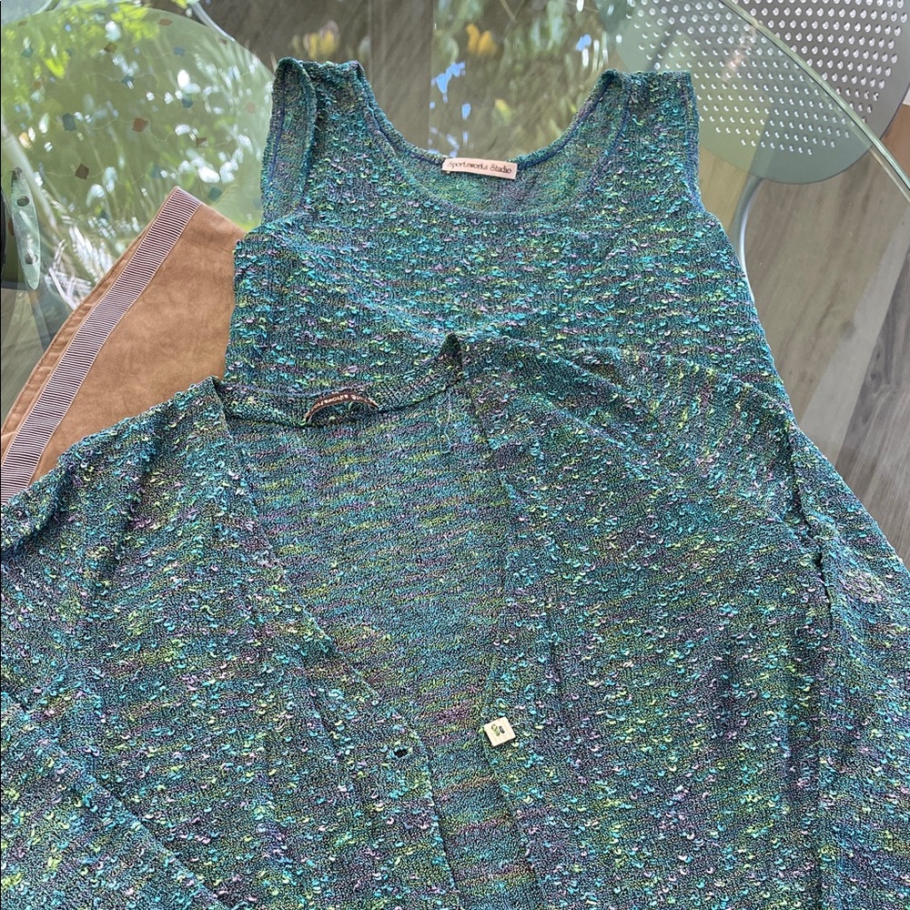 Elegant Women's Sweater Set in Teal and Blue